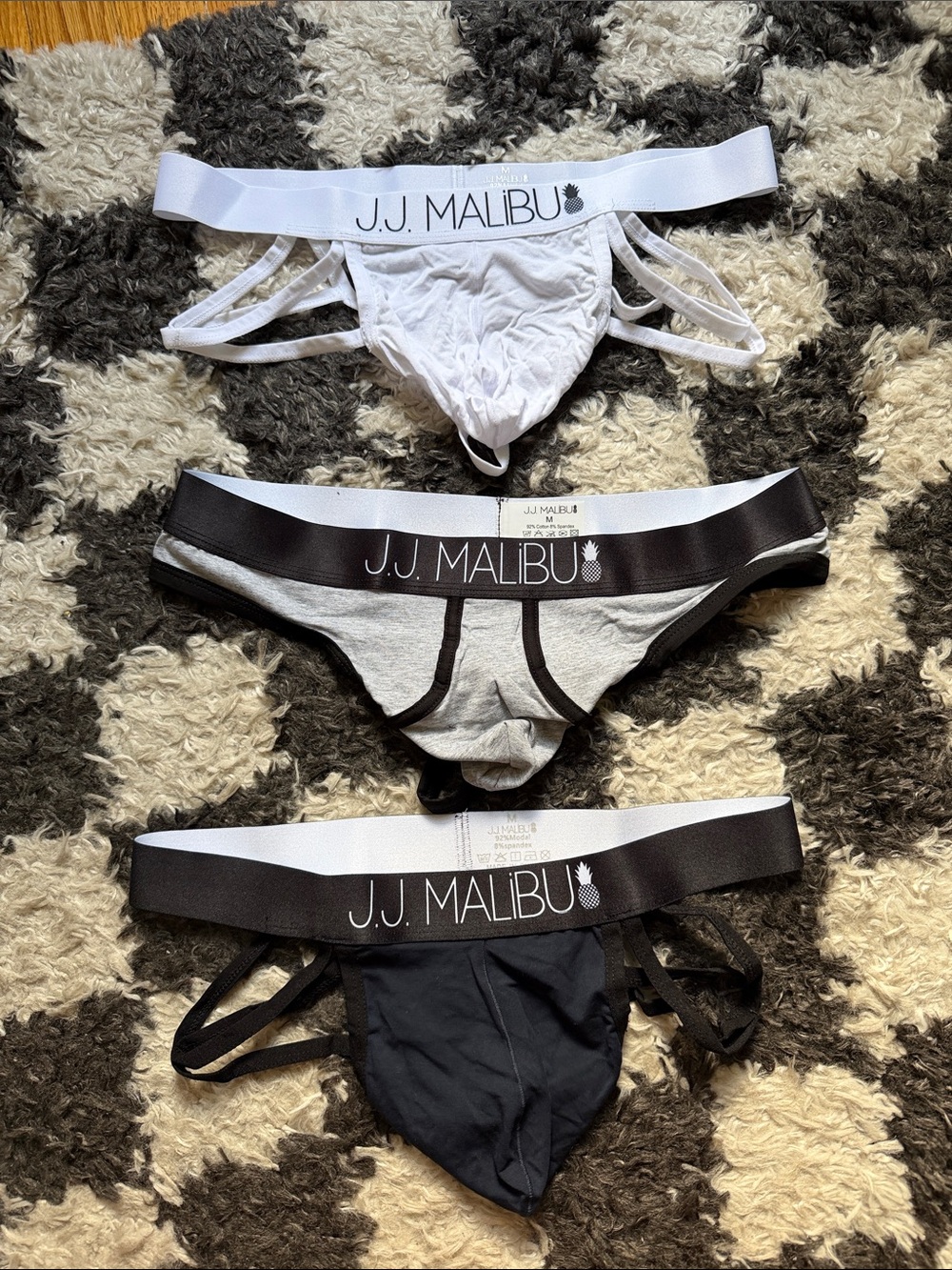 Malibu Men's Briefs Trio — White, Gray & Black